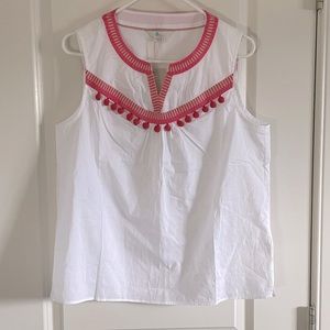 NWT Boden Elisa Top in White/Pink, Size 8